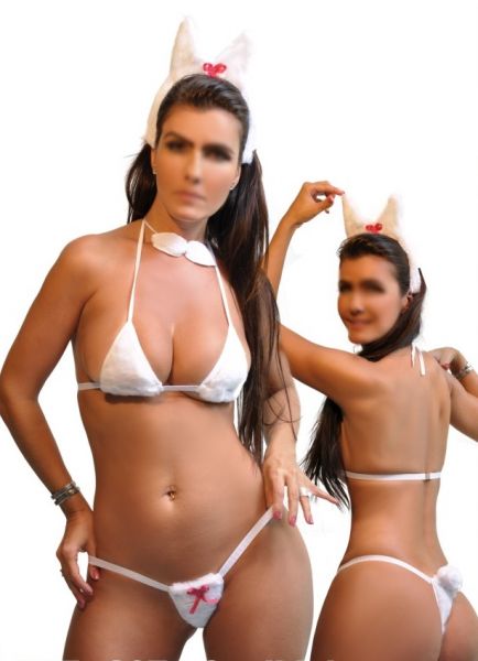 Kit Mini Fantasia Pelúcia Coelhinha Mary Sensual - Tam U