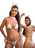 Kit Mini Fantasia Pelúcia Coelhinha Mary Sensual - Tam U